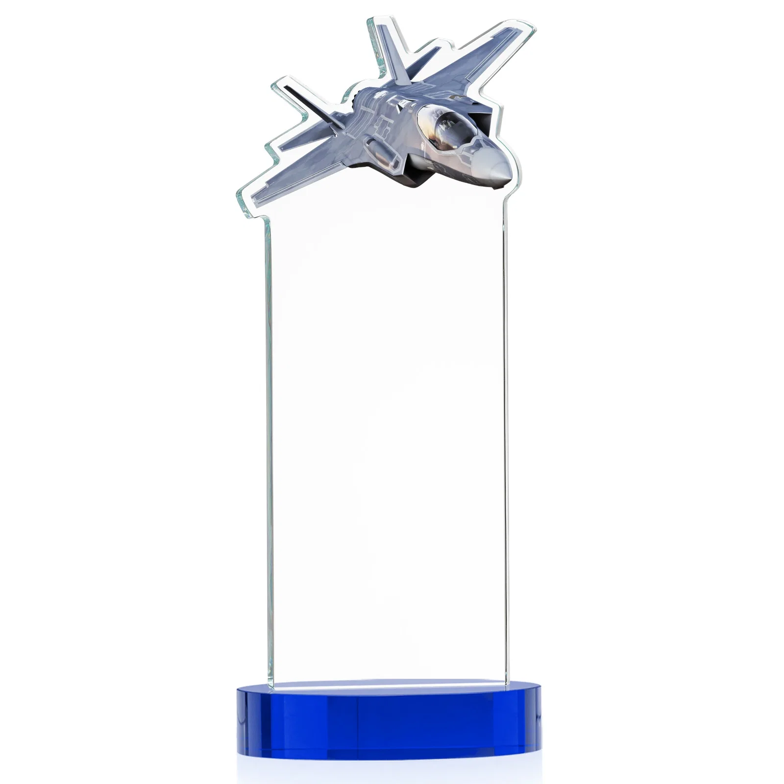 Custom Starfire Crystal Jet Award on Alberton Oval Base, with your logo for graduation ceremonies