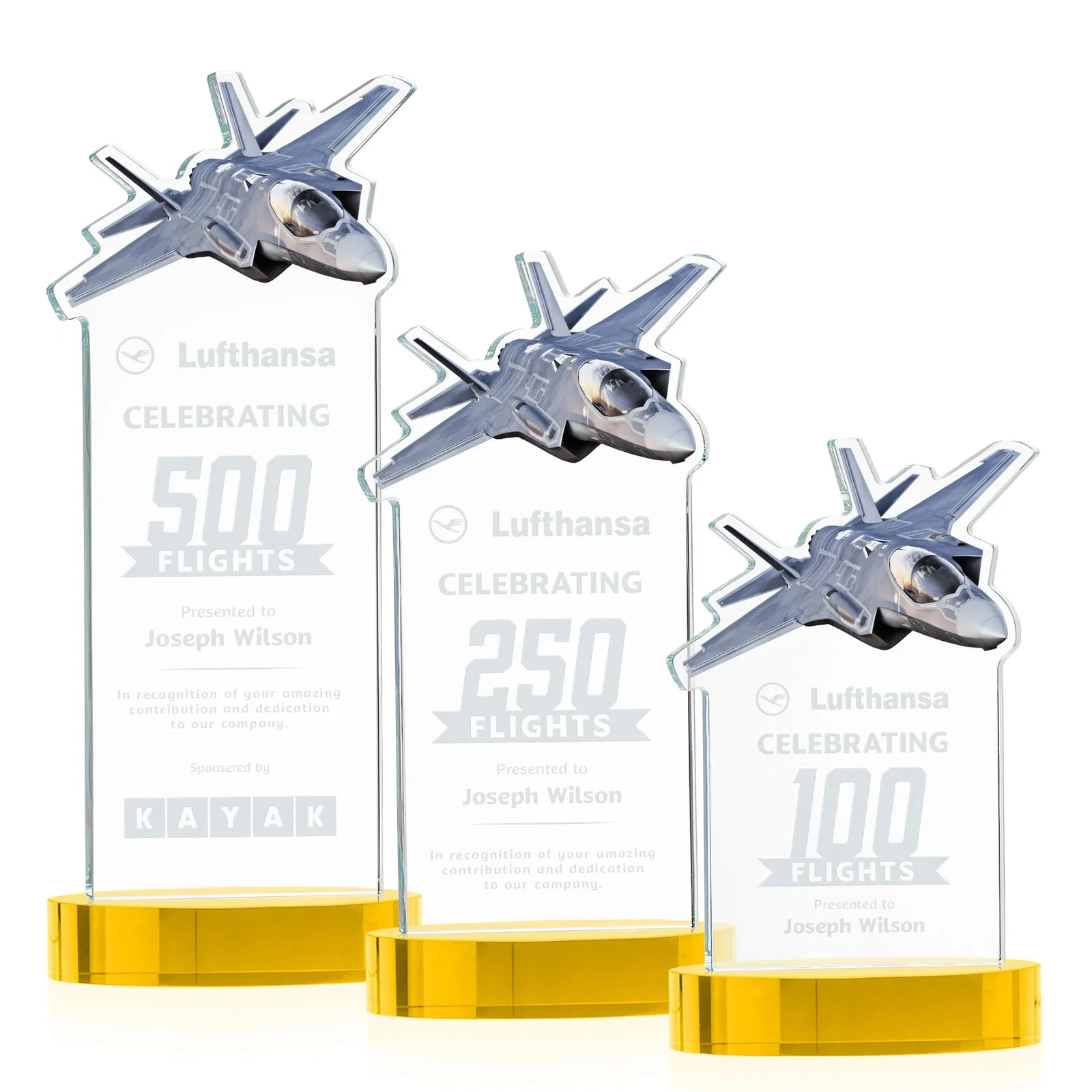 Custom Starfire Crystal Jet Award on Alberton Oval Base for volunteer appreciation