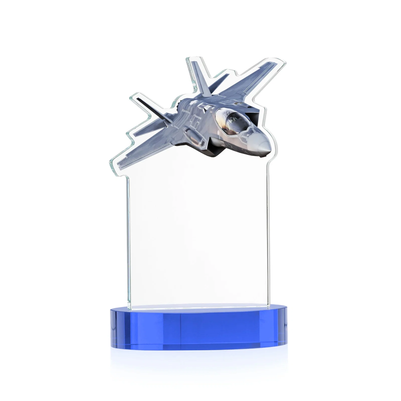 Custom Starfire Crystal Jet Award on Alberton Oval Base, with your logo for company anniversary events