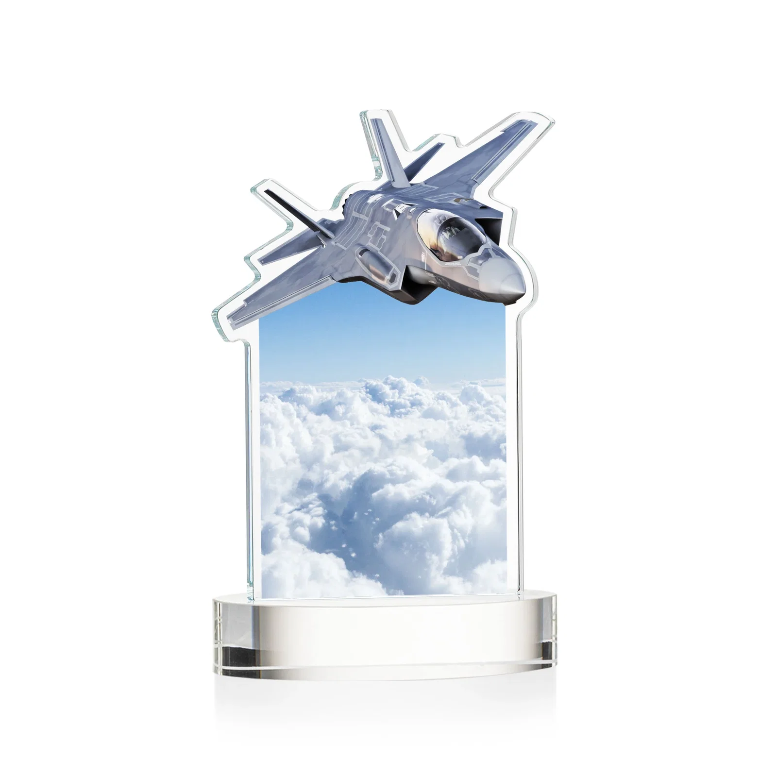 Personalized Starfire Crystal Jet Award on Alberton Oval Base, with your logo for team milestone celebrations