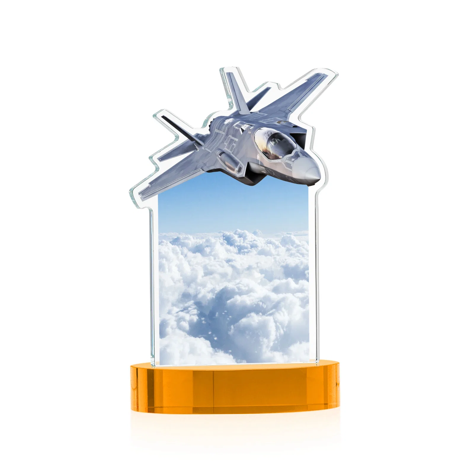 Personalized Starfire Crystal Jet Award on Alberton Oval Base, with your logo for safety achievement programs
