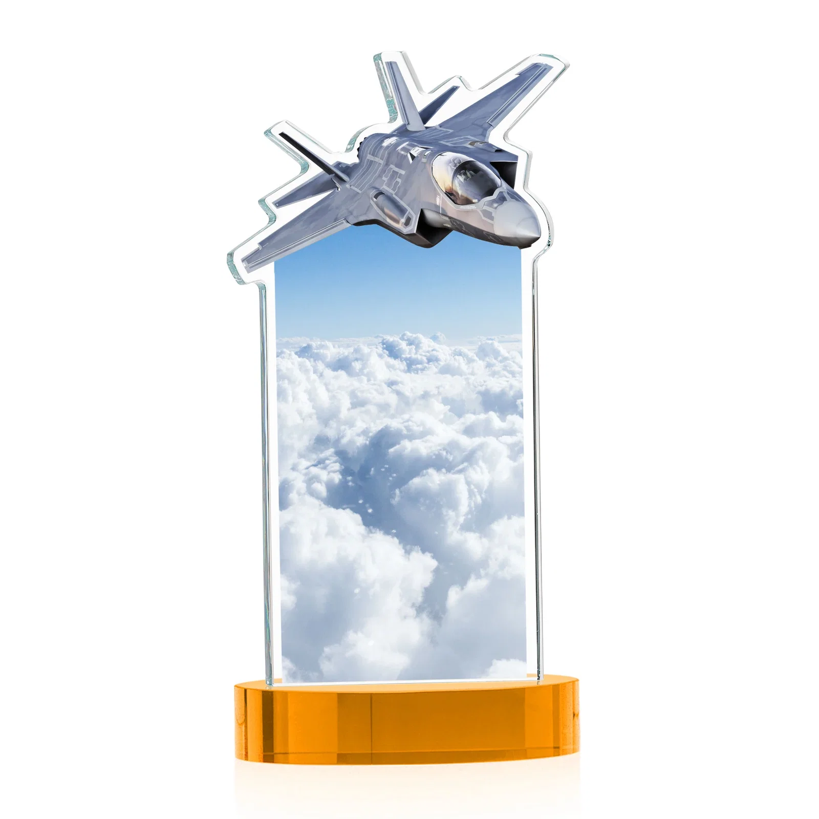 Personalized Starfire Crystal Jet Award on Alberton Oval Base, with your logo for volunteer appreciation