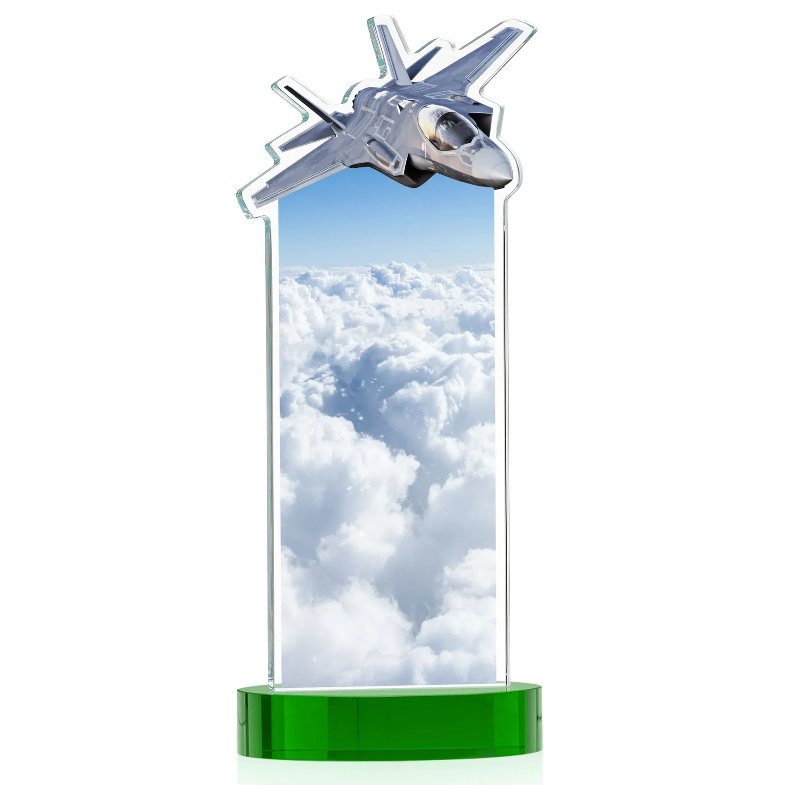 Promotional Starfire Crystal Jet Award on Alberton Oval Base, with your logo for retirement presentations