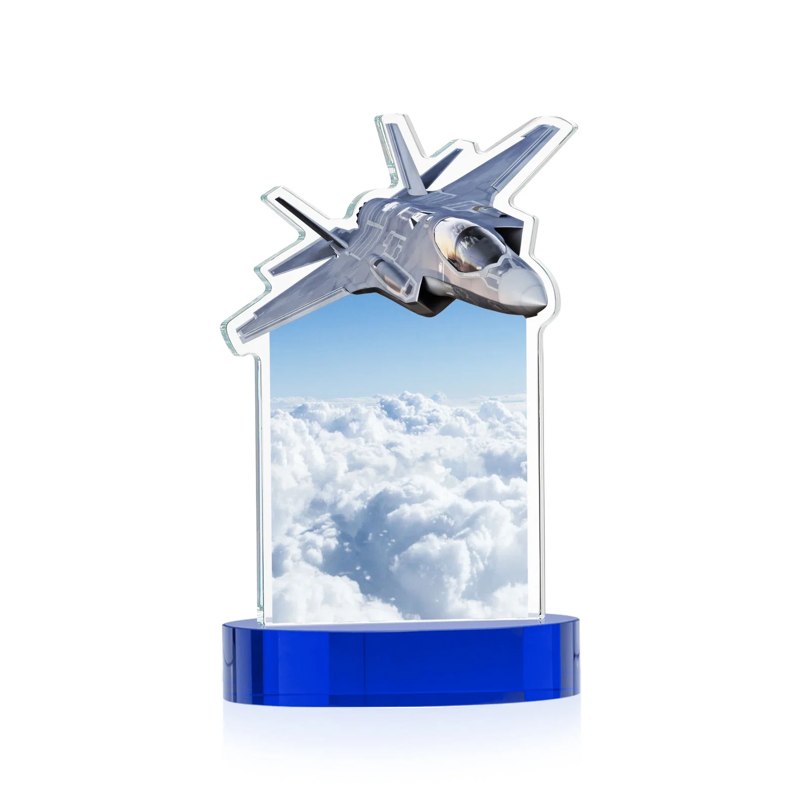 Promotional Starfire Crystal Jet Award on Alberton Oval Base, with your logo for safety achievement programs