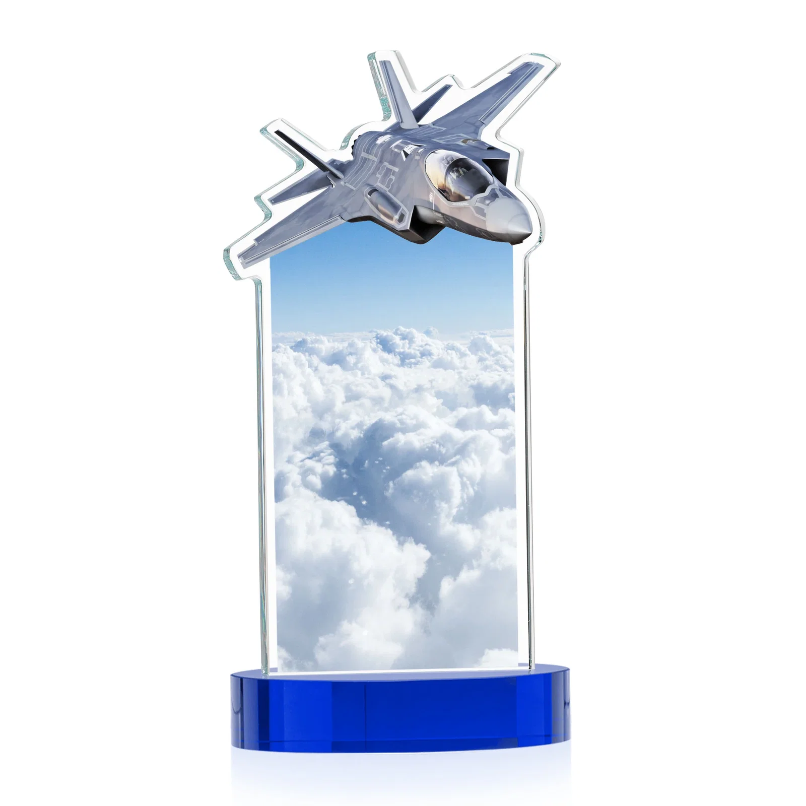 Promotional Starfire Crystal Jet Award on Alberton Oval Base, with your logo for volunteer appreciation