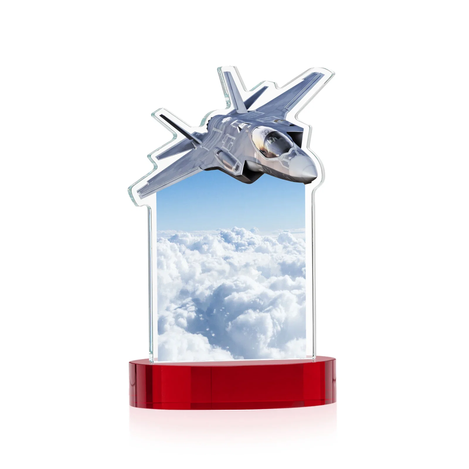 Promotional Starfire Crystal Jet Award on Alberton Oval Base, with your logo for company anniversary events