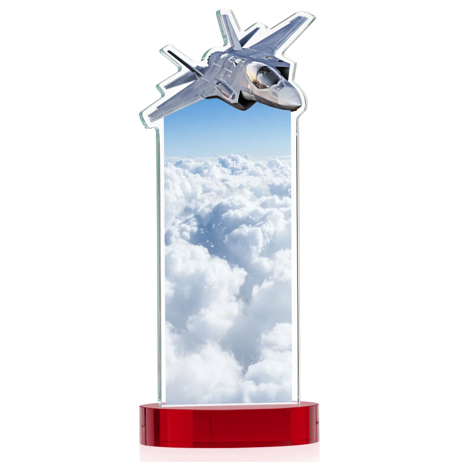 Branded Starfire Crystal Jet Award on Alberton Oval Base, with your logo for corporate award ceremonies