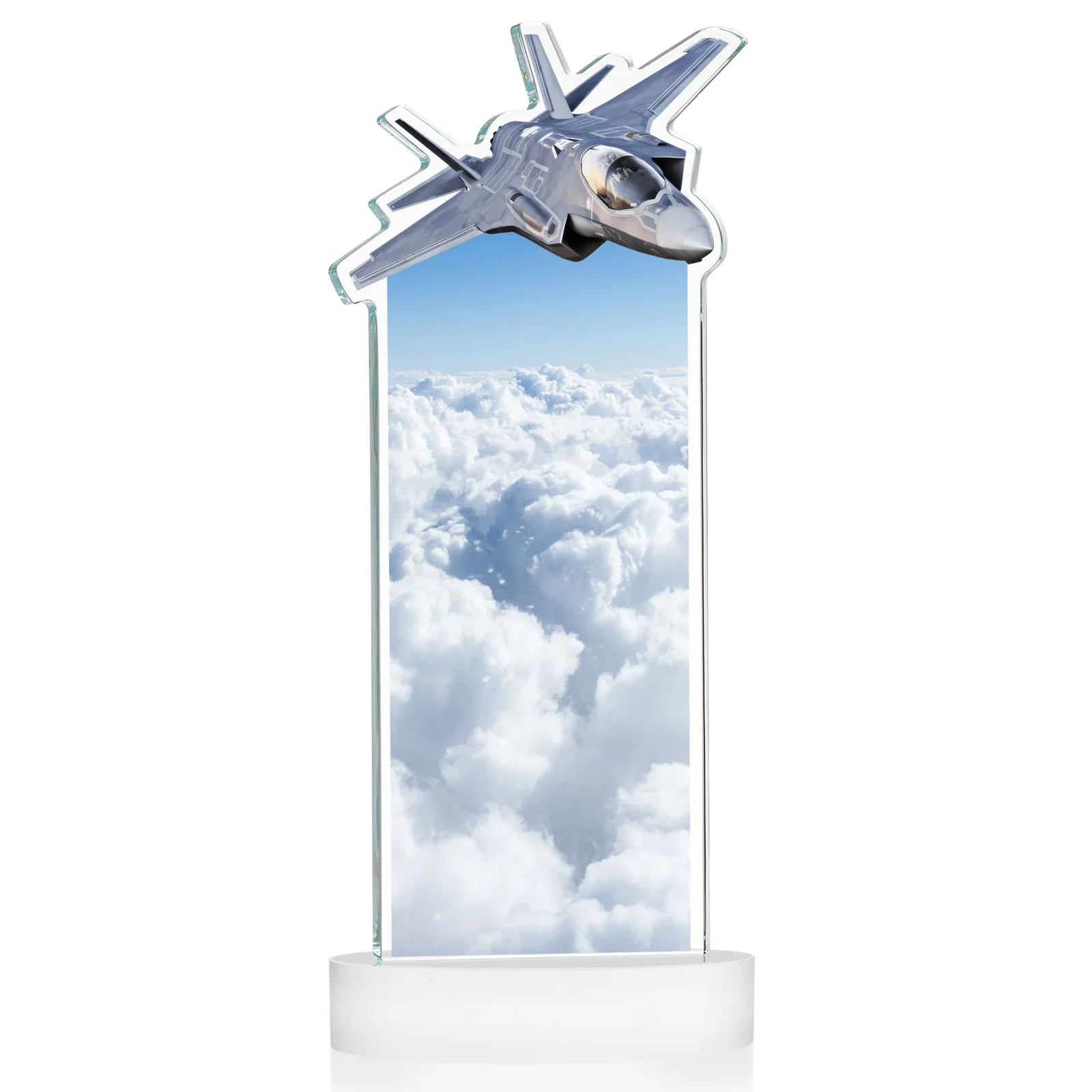 Branded Starfire Crystal Jet Award on Alberton Oval Base, with your logo for graduation ceremonies