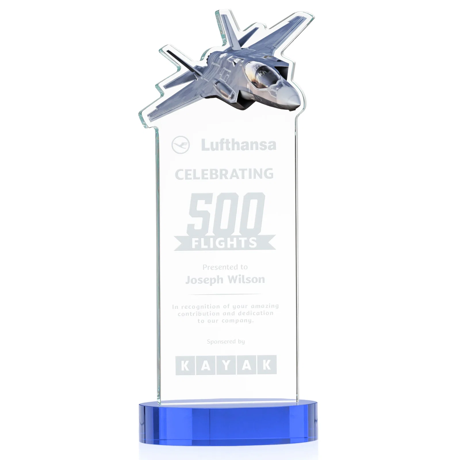 Promotional Starfire Crystal Jet Award on Alberton Oval Base for safety achievement programs