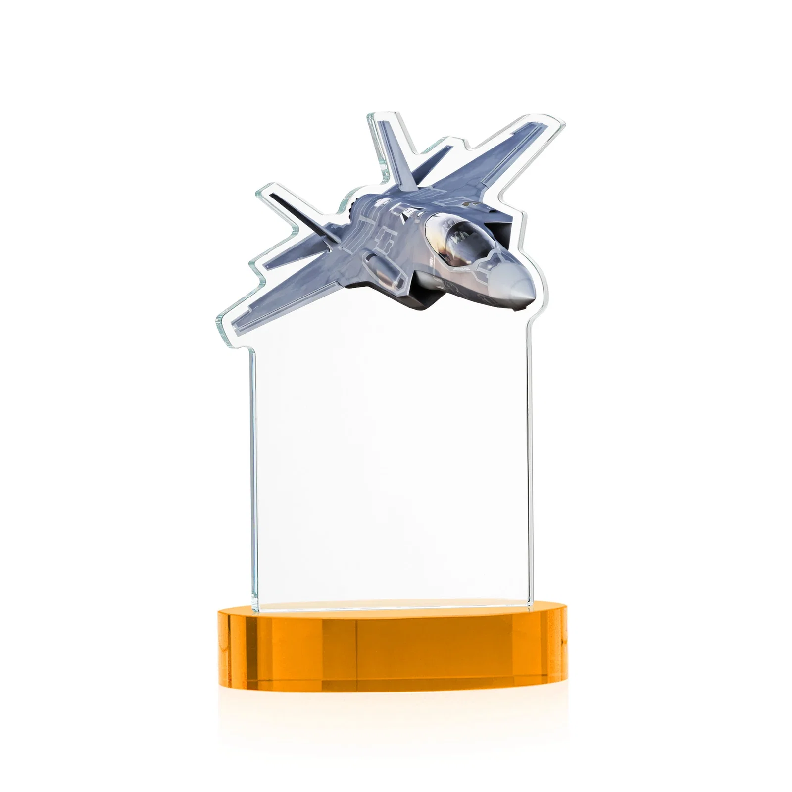 Custom engraved Starfire Crystal Jet Award on Alberton Oval Base for team milestone celebrations