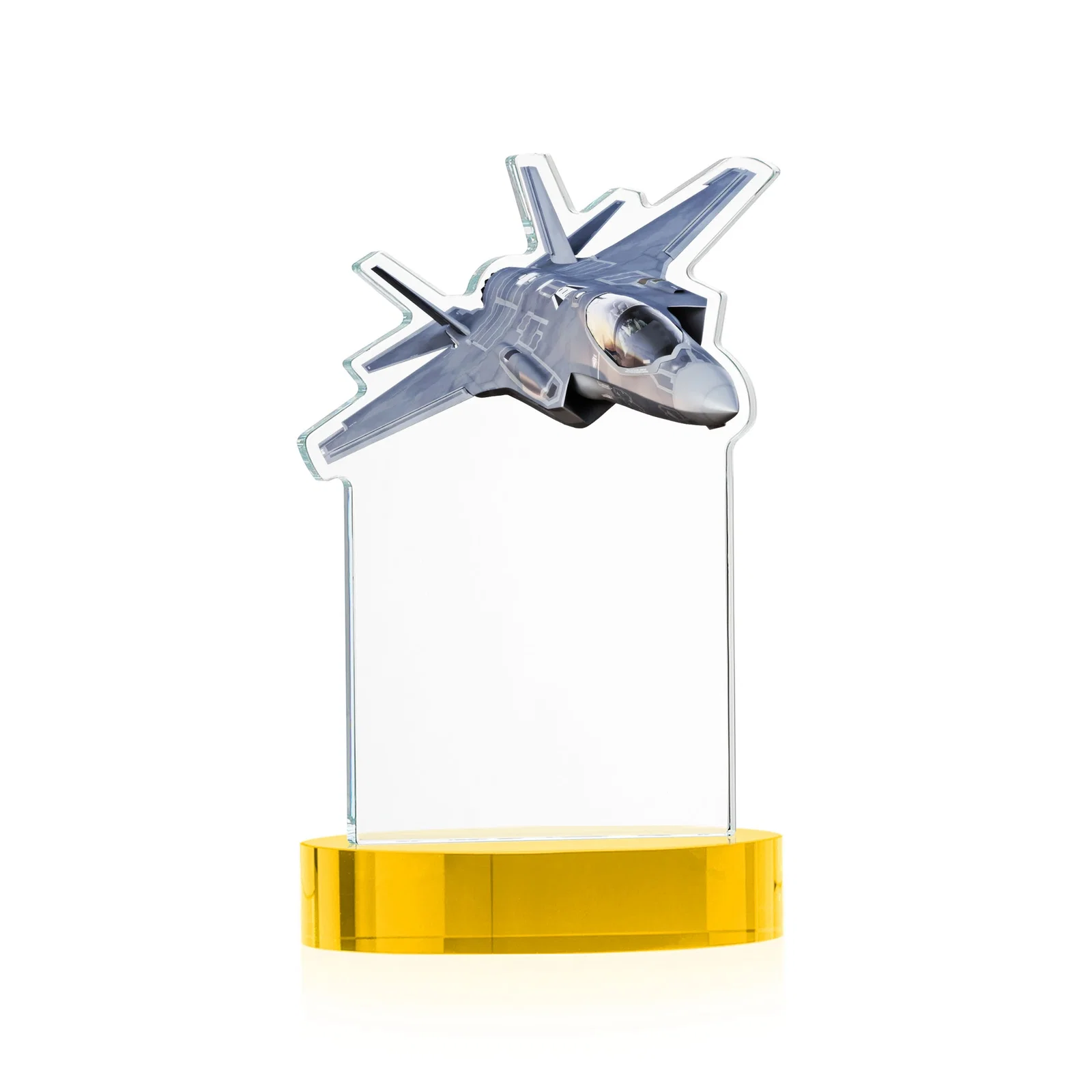 Custom engraved Starfire Crystal Jet Award on Alberton Oval Base for safety achievement programs