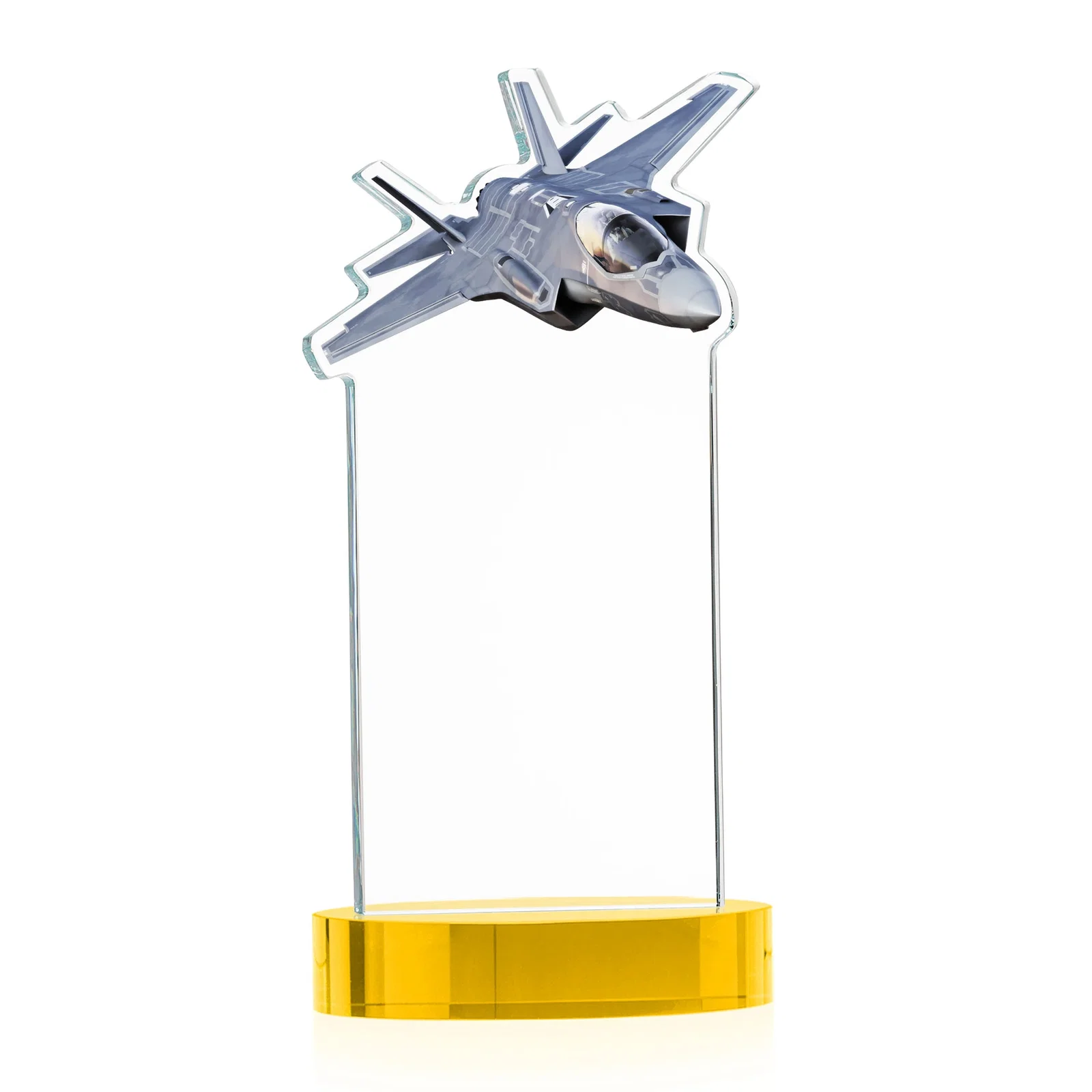 Custom engraved Starfire Crystal Jet Award on Alberton Oval Base for volunteer appreciation