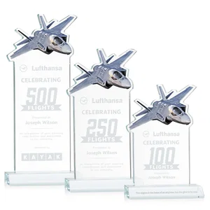 Starfire Crystal Jet Award With Deep-Etched Silhouette and Print