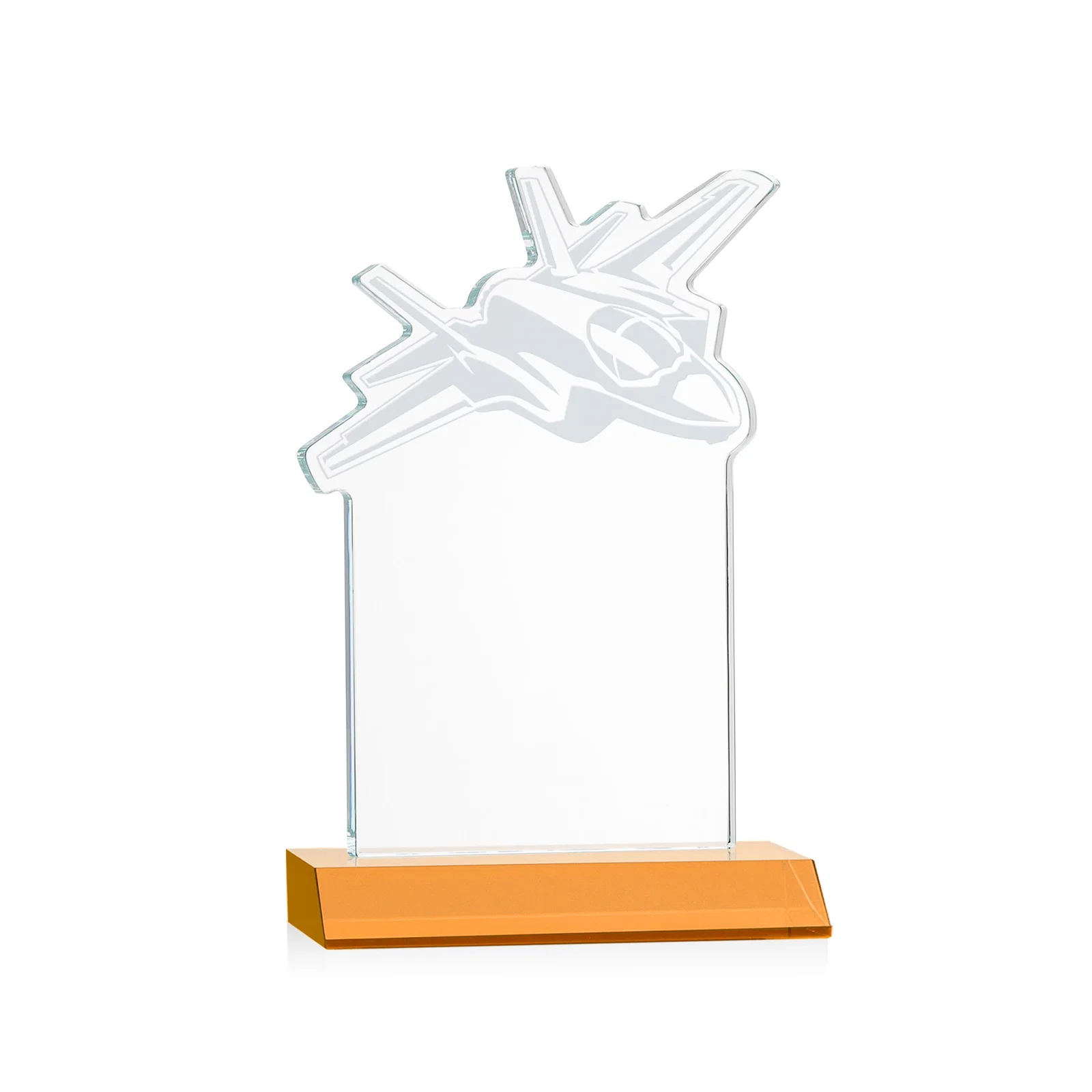 Customized Starfire Crystal Jet Award With Deep-Etched Silhouette and Print for volunteer appreciation