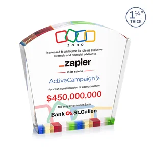 Optical Crystal Curved-Top Award With Multicolor Strip Base