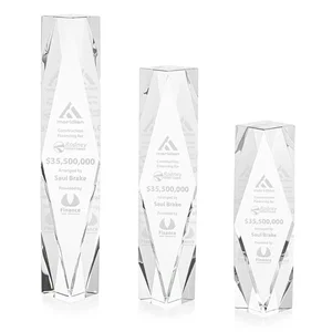 Optical Crystal Award With Rippled Diamond Center