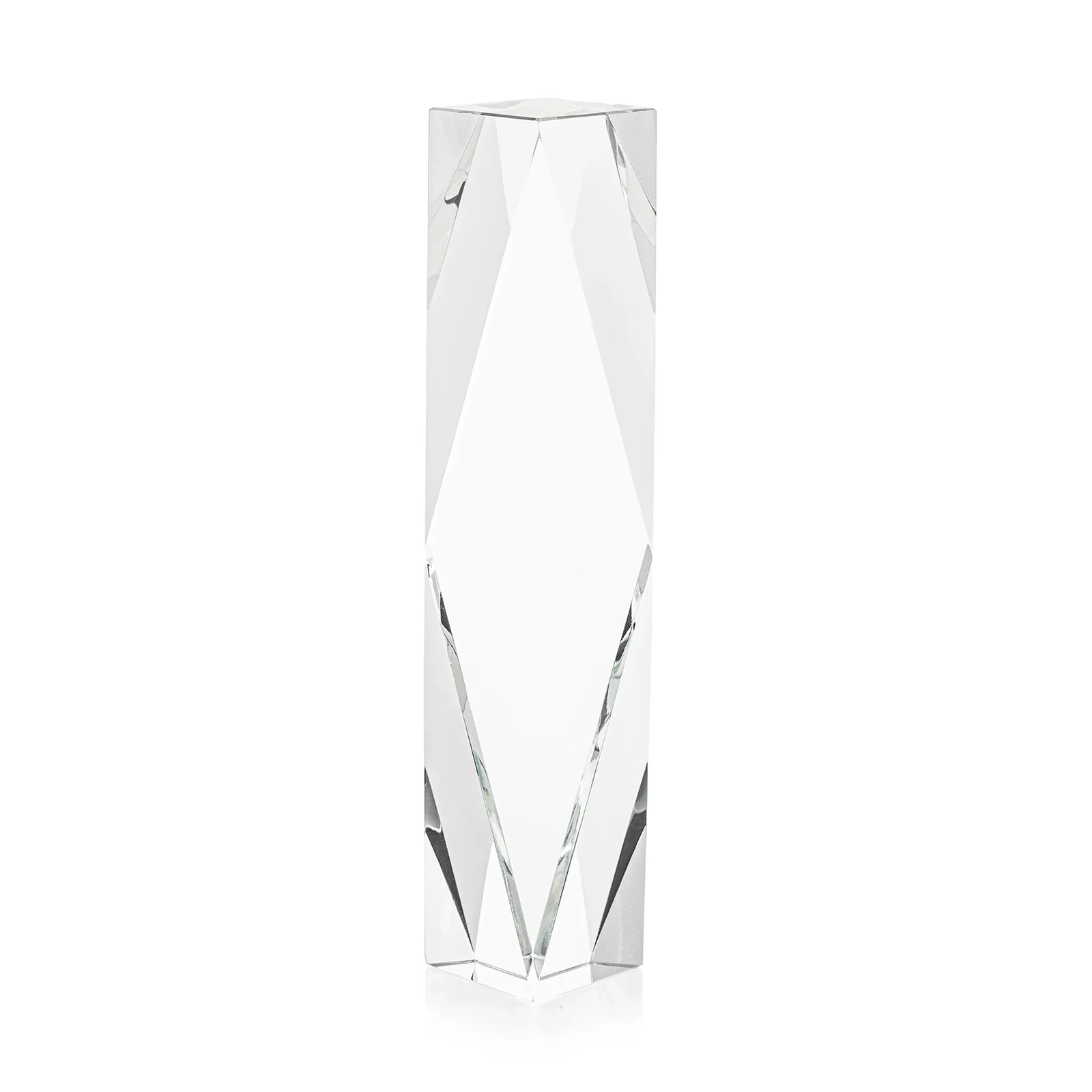 Custom Optical Crystal Award With Rippled Diamond Center for volunteer appreciation