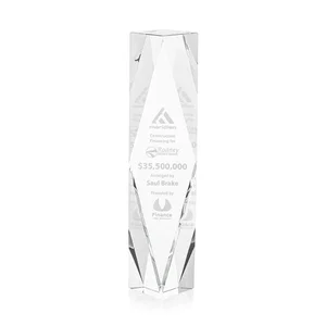 Optical Crystal Award With Rippled Diamond Center