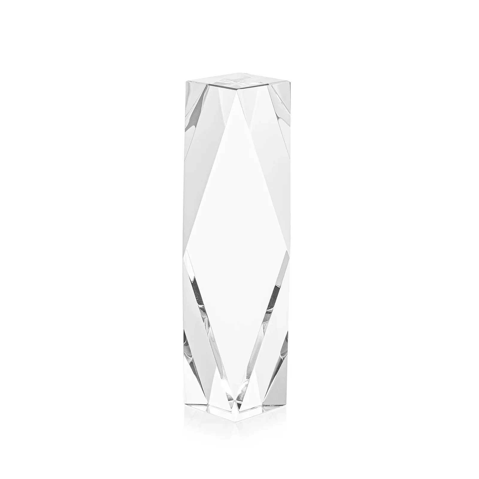 Custom Optical Crystal Award With Rippled Diamond Center for safety achievement programs
