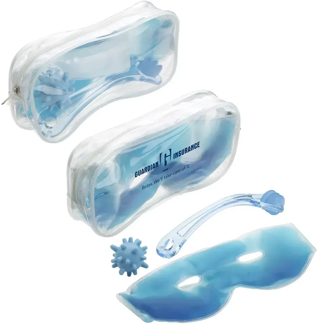 Total Comfort 4-Piece Spa Kit, custom promotional spa kit with four relaxation tools in imprintable zippered bag