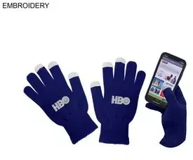 Touch Screen Gloves, Embroidery or Blank