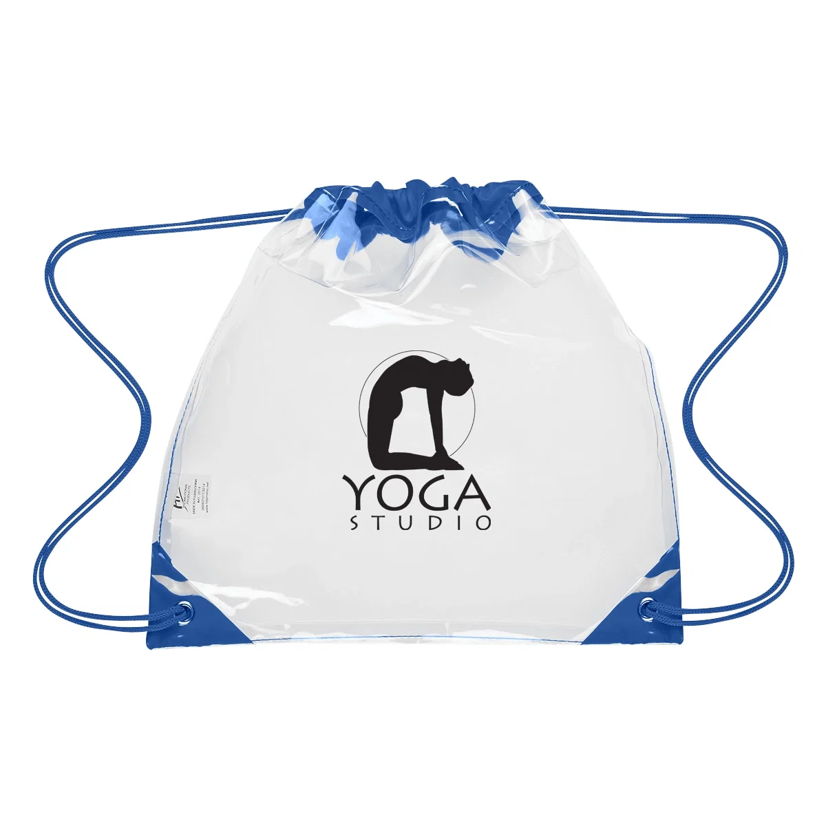 Royal blue cord on the transparent pack