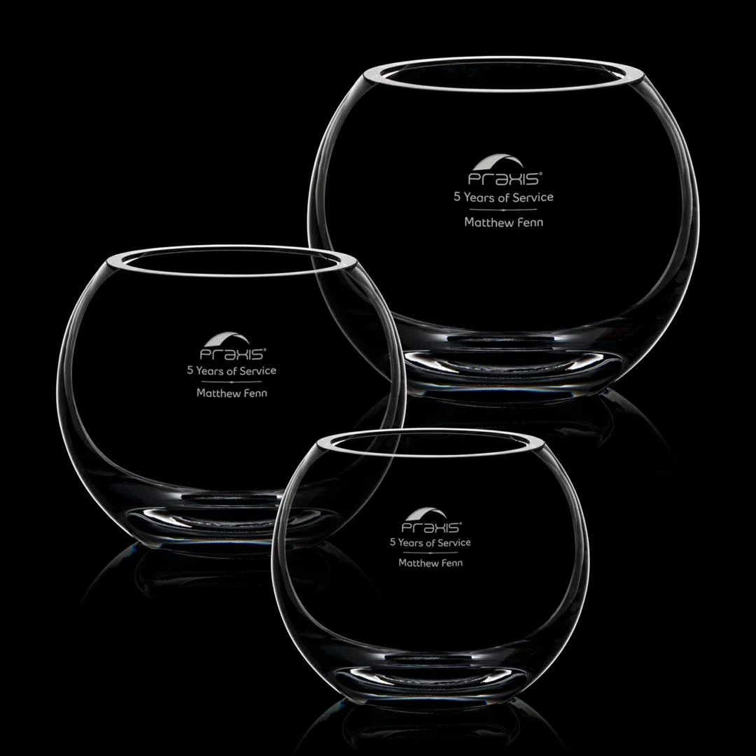 Custom Lead Free Crystalline Rose Bowl - Touchet for employee recognition