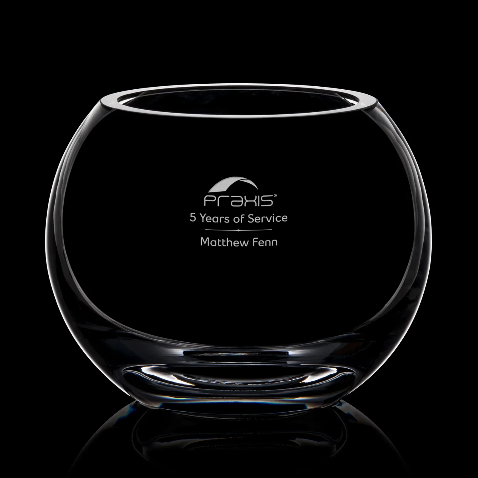 Custom Lead Free Crystalline Rose Bowl - Touchet for service anniversary gifts