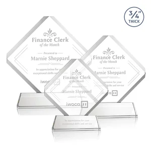Clipped-Edge Optical Crystal Diamond Award on Newhaven Base
