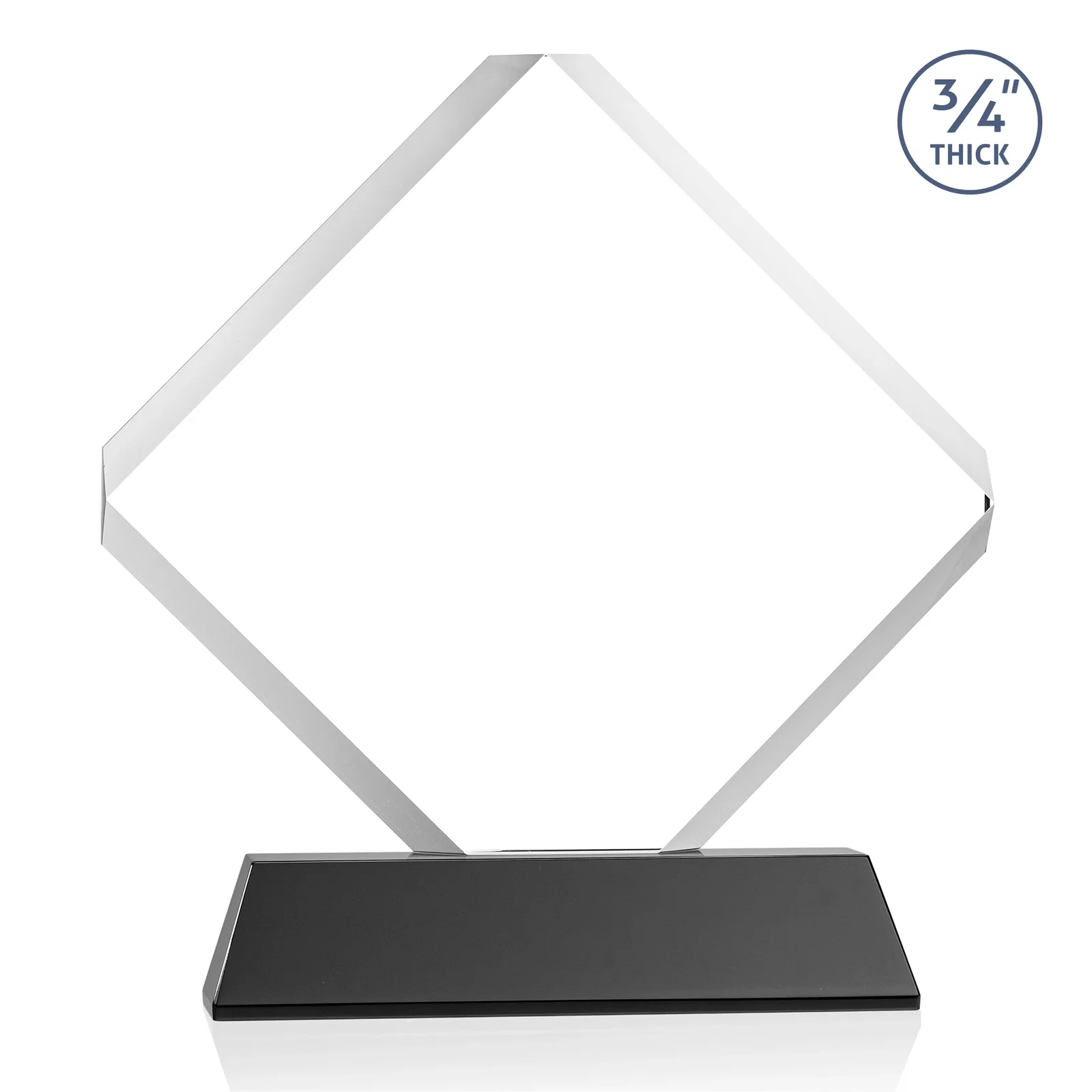Custom Clipped-Edge Optical Crystal Diamond Award on Newhaven Base, with your logo for employee recognition