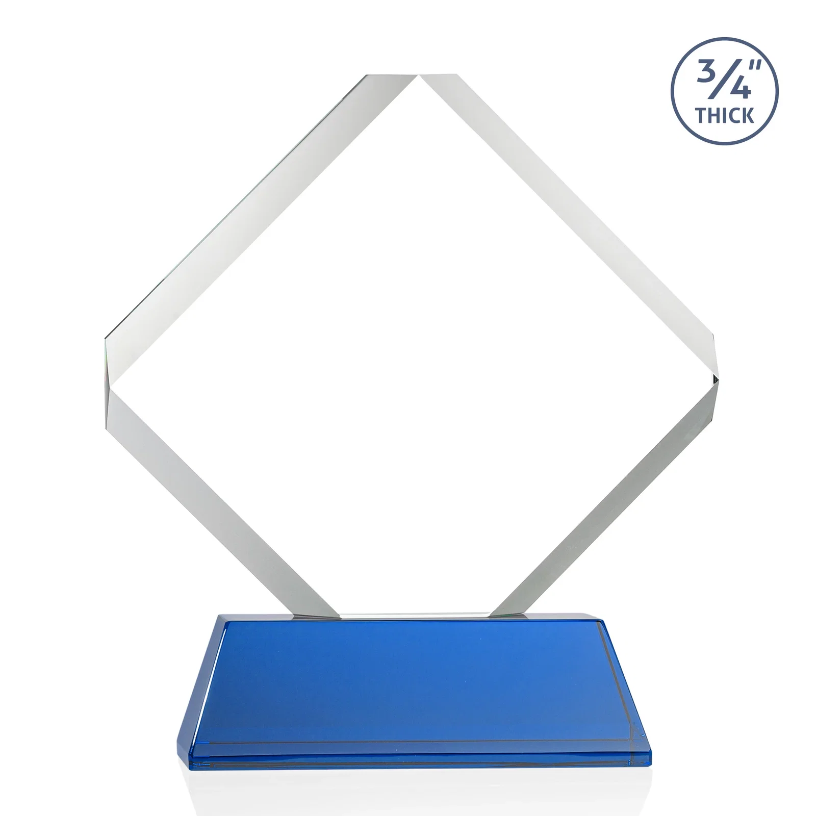Custom Clipped-Edge Optical Crystal Diamond Award on Newhaven Base, with your logo for corporate award ceremonies