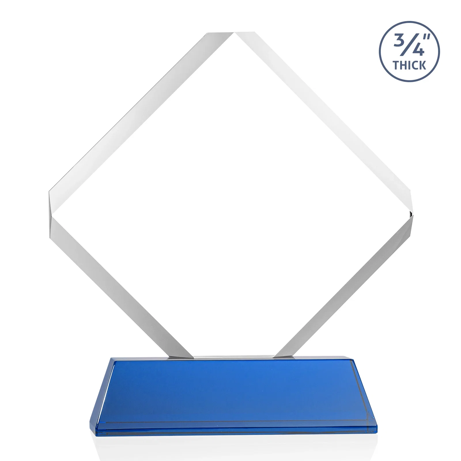 Custom Clipped-Edge Optical Crystal Diamond Award on Newhaven Base, with your logo for service anniversary gifts