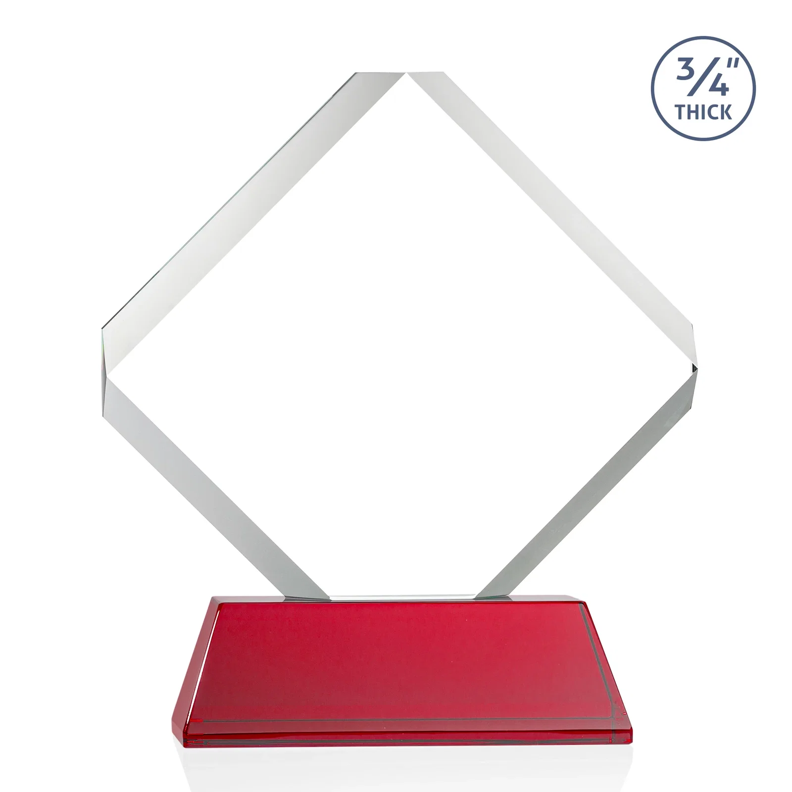 Custom Clipped-Edge Optical Crystal Diamond Award on Newhaven Base, with your logo for retirement presentations