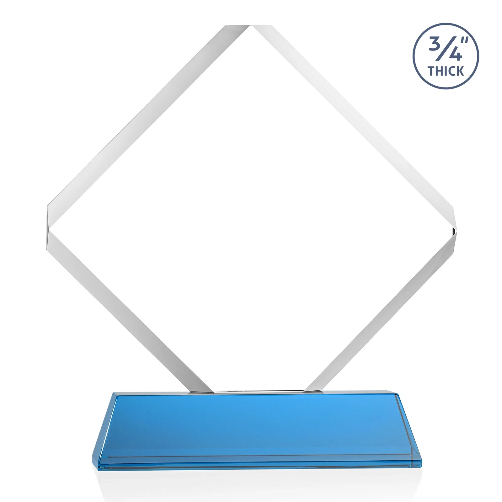 Custom Clipped-Edge Optical Crystal Diamond Award on Newhaven Base, with your logo for volunteer appreciation