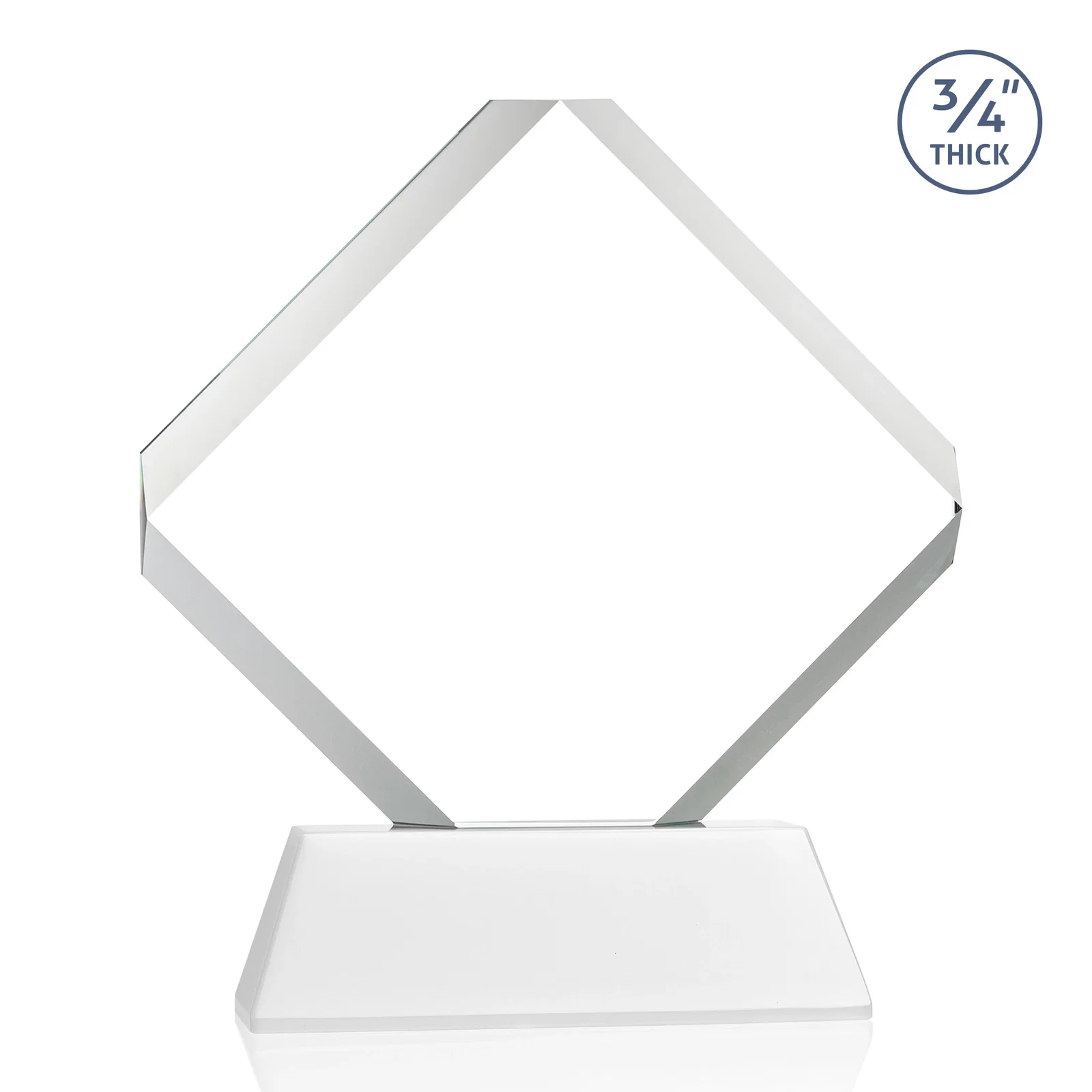 Custom Clipped-Edge Optical Crystal Diamond Award on Newhaven Base, with your logo for dealer and partner awards