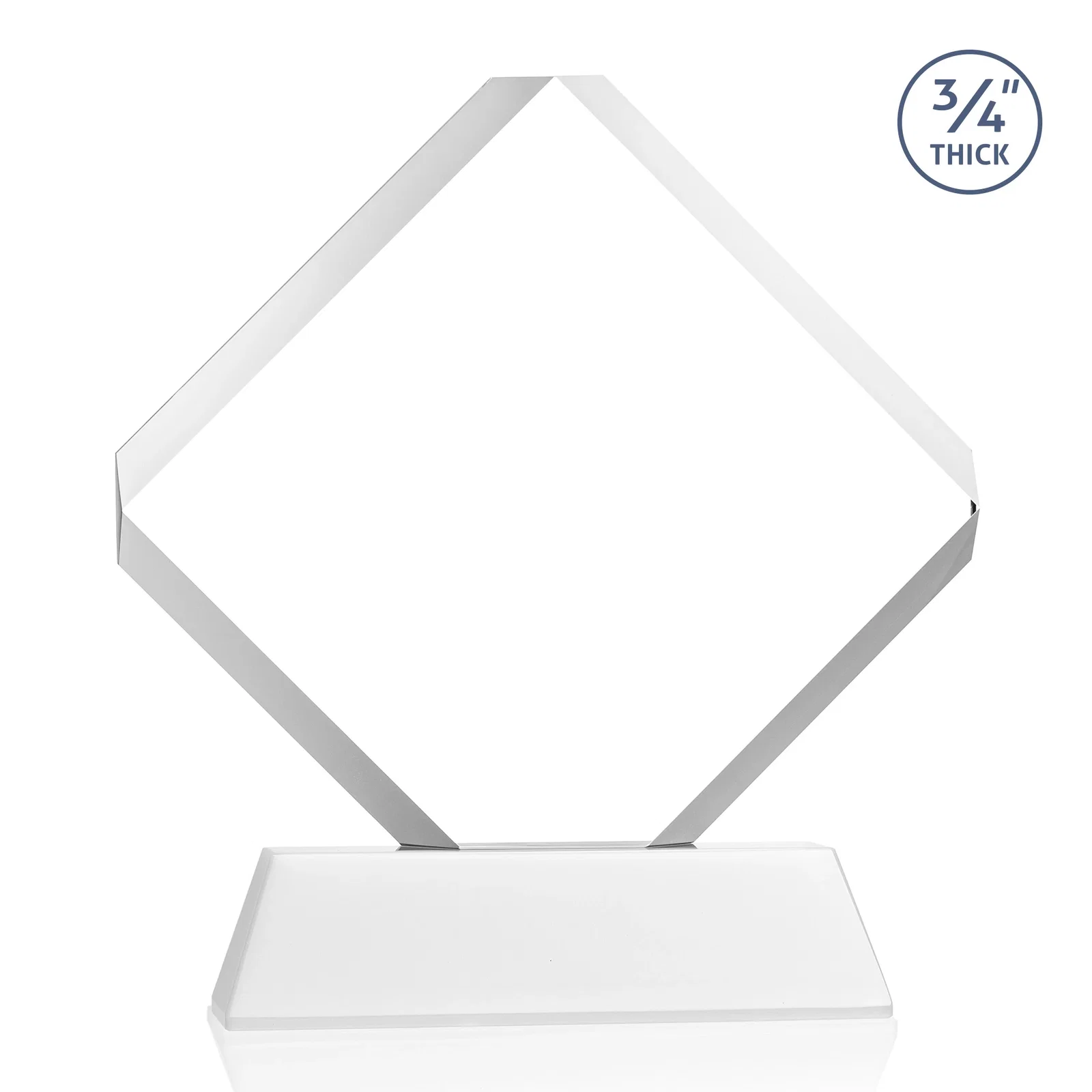Custom Clipped-Edge Optical Crystal Diamond Award on Newhaven Base, with your logo for company anniversary events