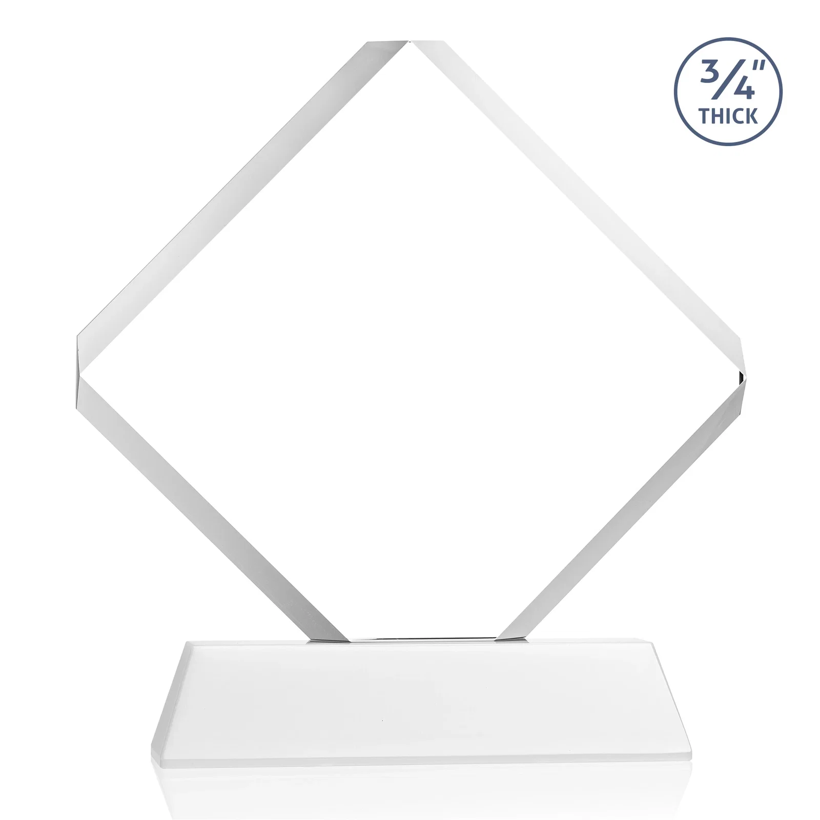 Personalized Clipped-Edge Optical Crystal Diamond Award on Newhaven Base, with your logo for employee recognition