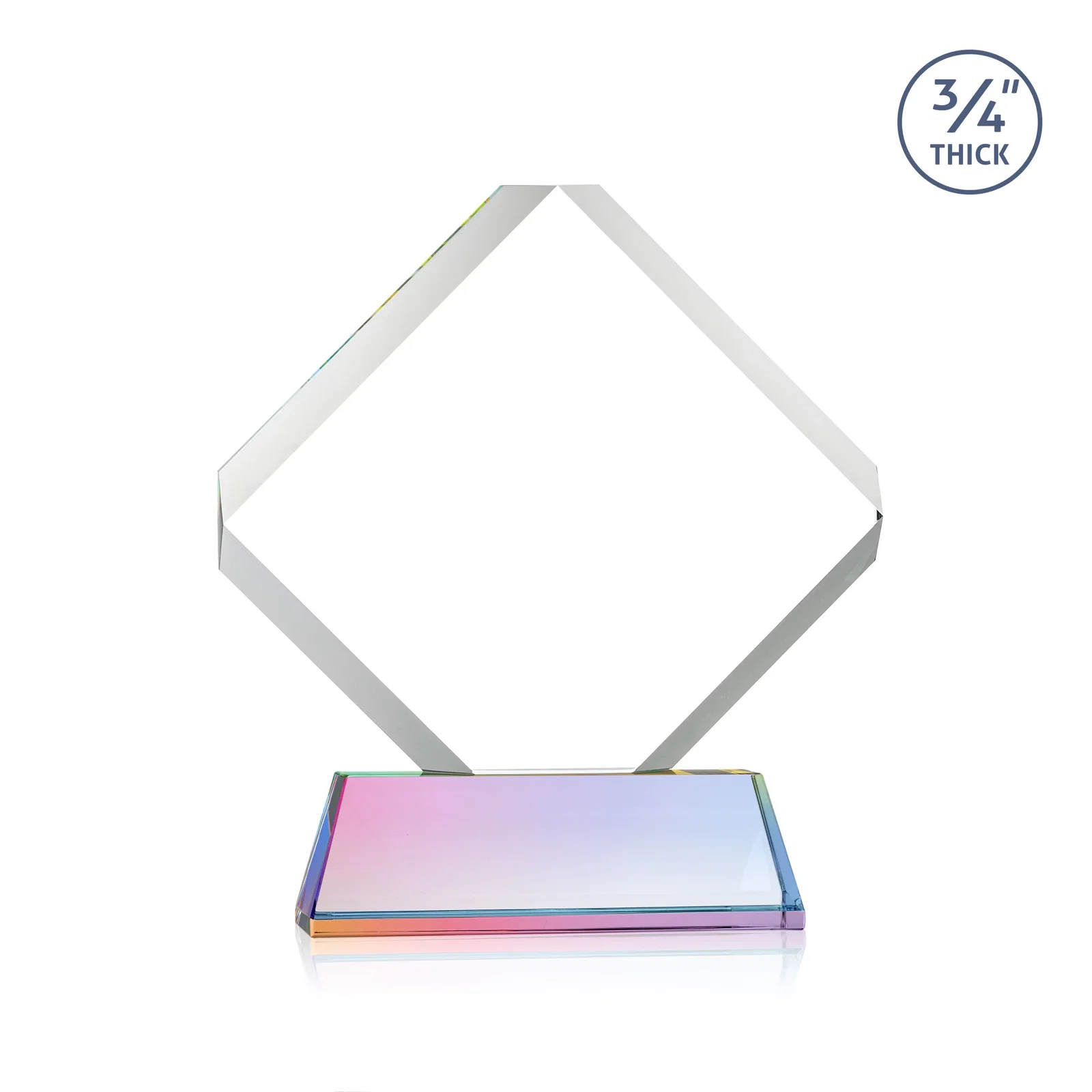 Personalized Clipped-Edge Optical Crystal Diamond Award on Newhaven Base, with your logo for corporate award ceremonies