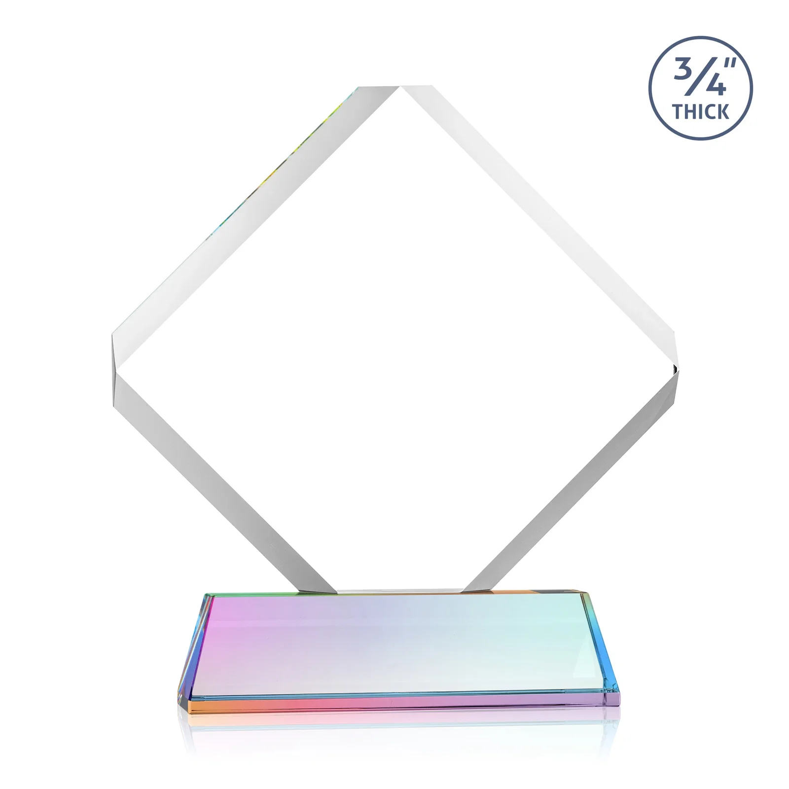 Personalized Clipped-Edge Optical Crystal Diamond Award on Newhaven Base, with your logo for service anniversary gifts