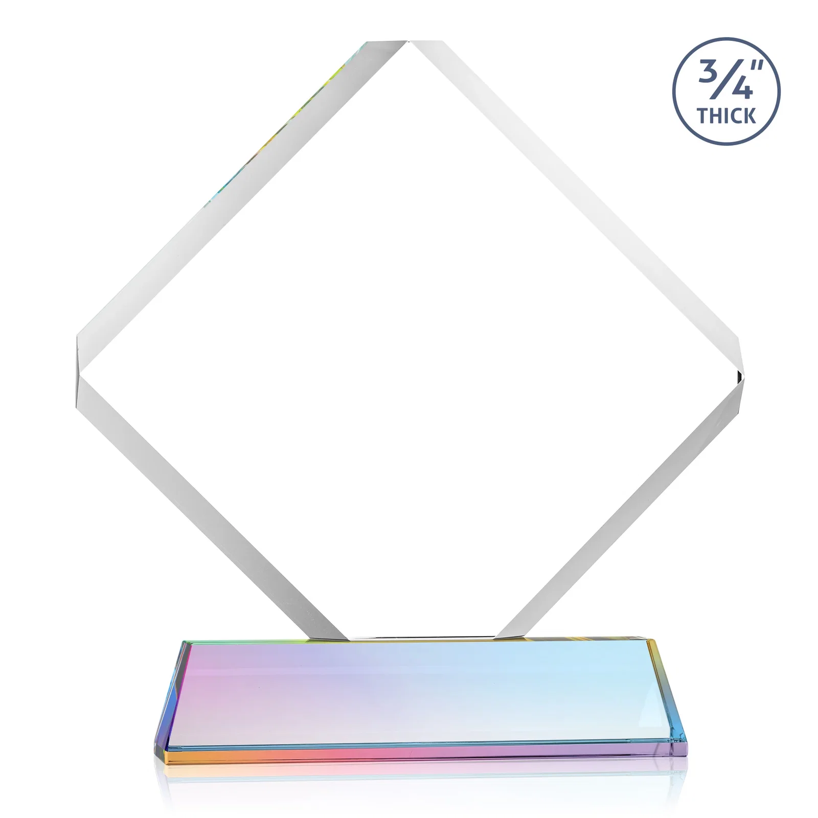 Personalized Clipped-Edge Optical Crystal Diamond Award on Newhaven Base, with your logo for sales achievement awards