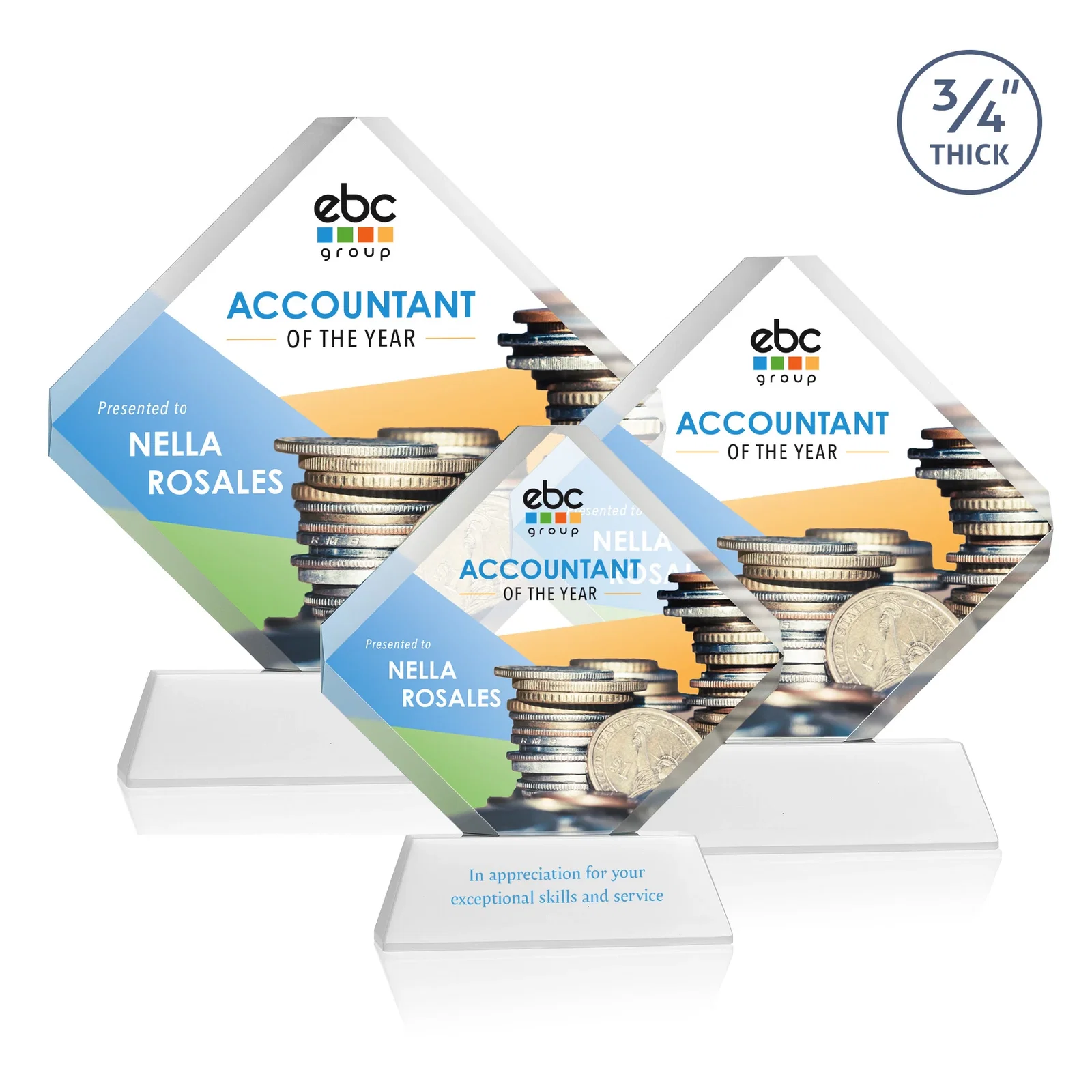 Customized Clipped-Edge Optical Crystal Diamond Award on Newhaven Base for corporate award ceremonies
