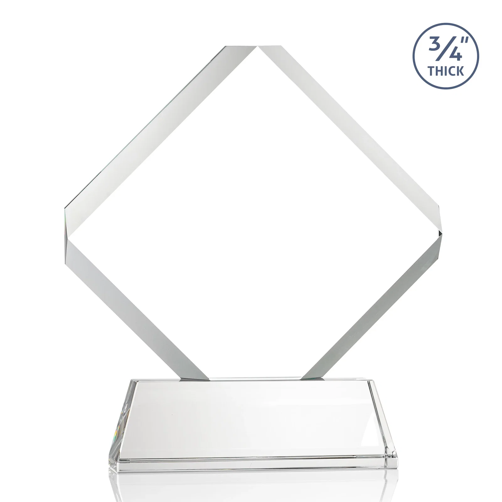 Custom engraved Clipped-Edge Optical Crystal Diamond Award on Newhaven Base for corporate award ceremonies
