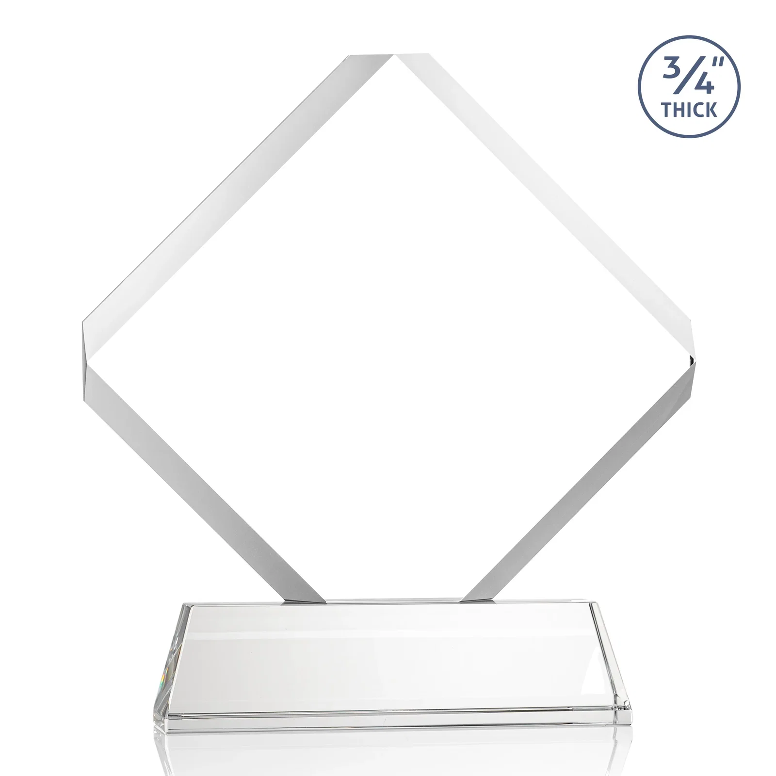 Custom engraved Clipped-Edge Optical Crystal Diamond Award on Newhaven Base for service anniversary gifts