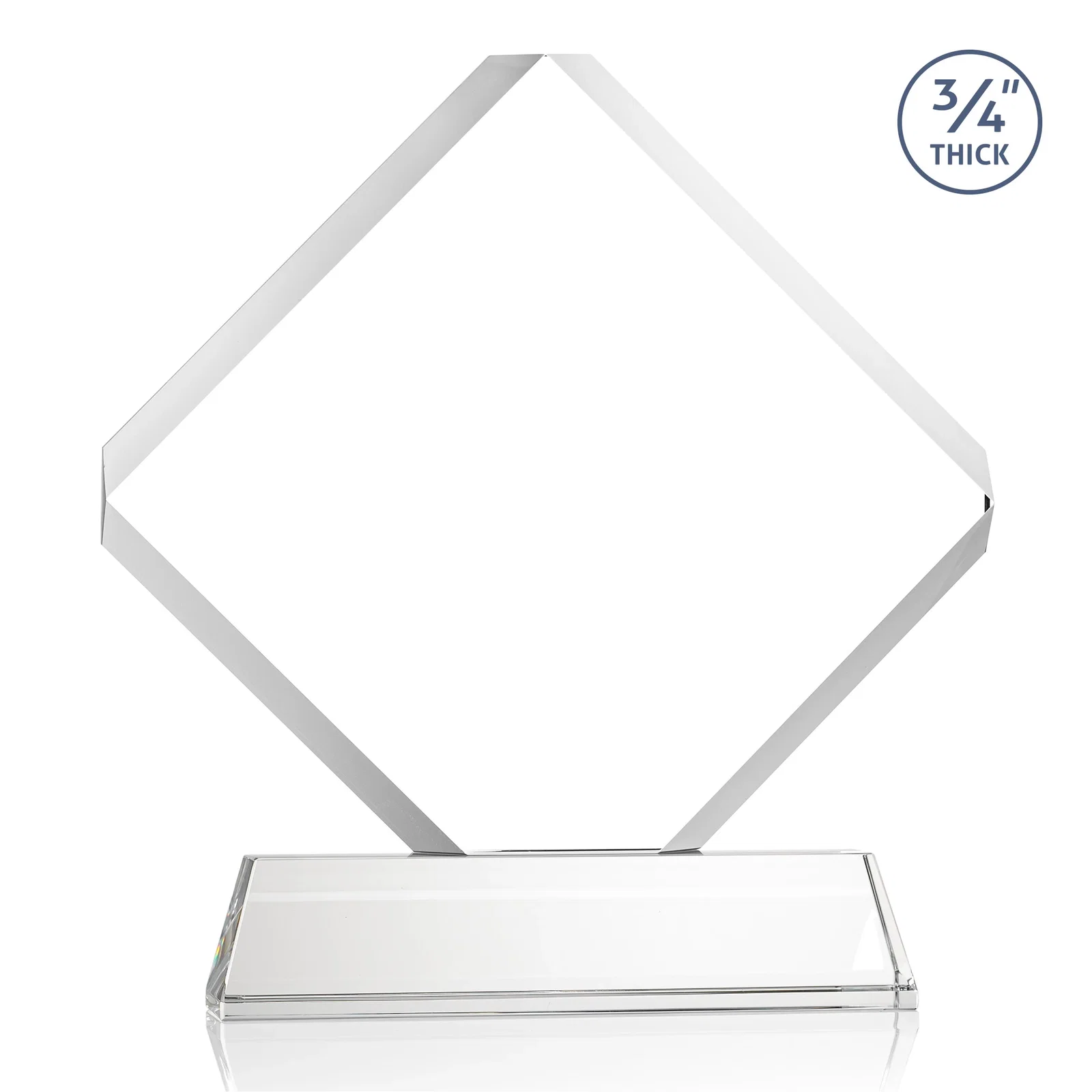 Custom engraved Clipped-Edge Optical Crystal Diamond Award on Newhaven Base for sales achievement awards