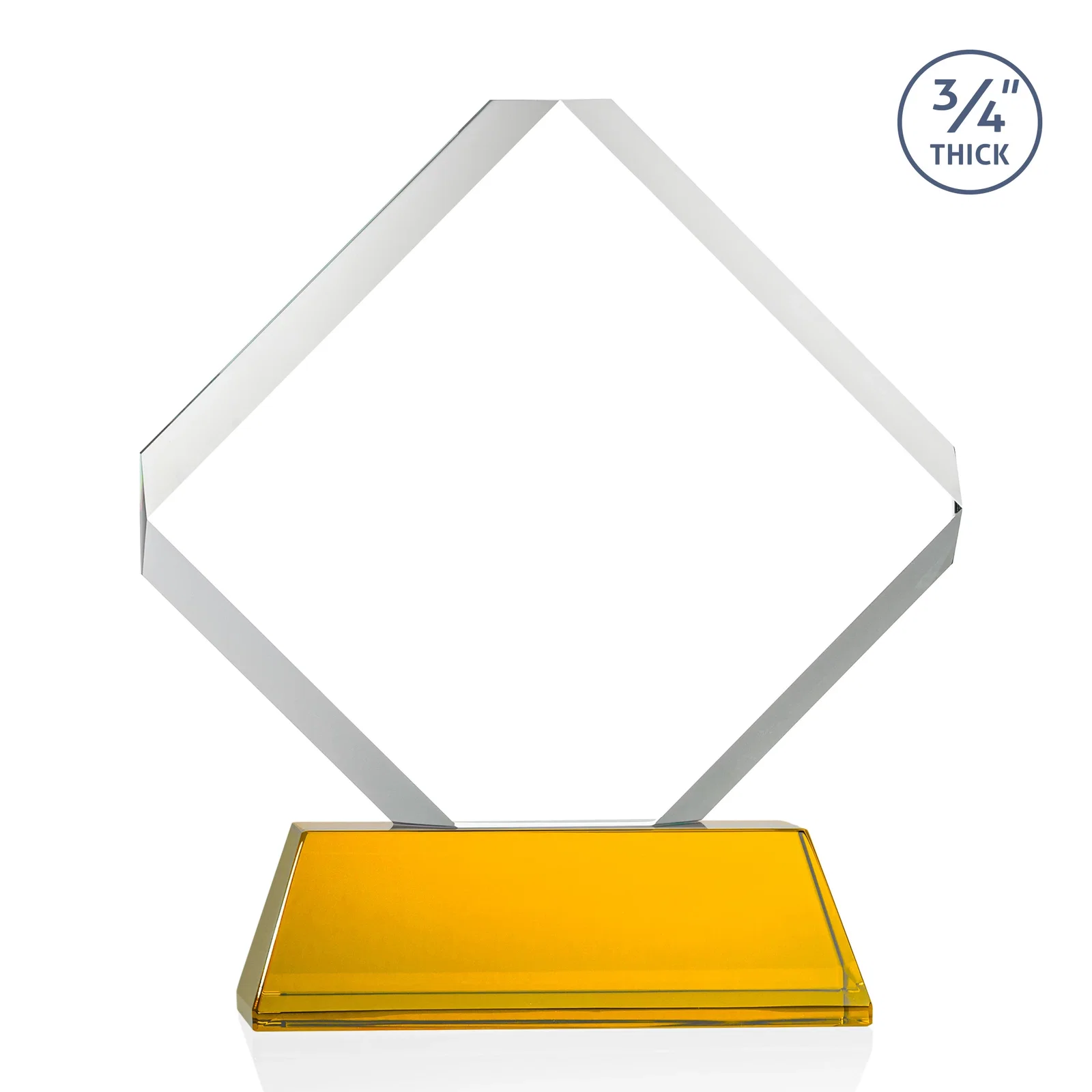 Custom engraved Clipped-Edge Optical Crystal Diamond Award on Newhaven Base for retirement presentations