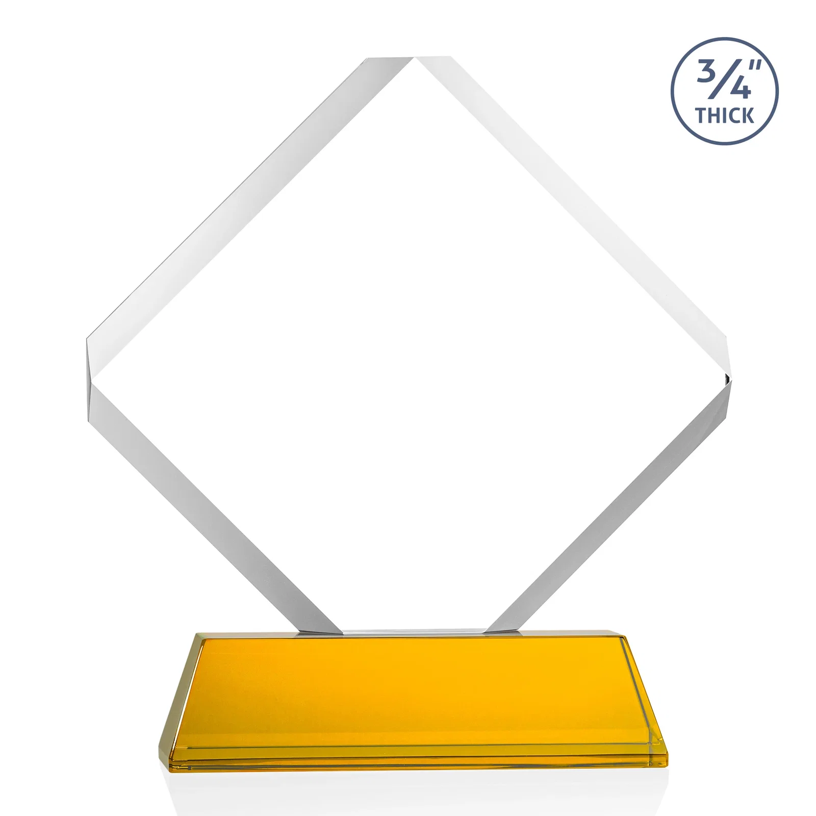 Custom engraved Clipped-Edge Optical Crystal Diamond Award on Newhaven Base for team milestone celebrations