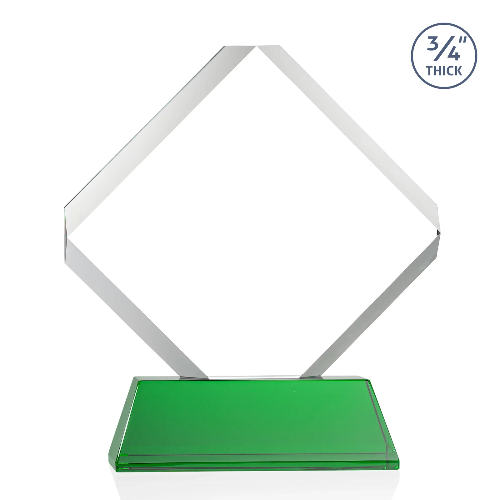 Custom engraved Clipped-Edge Optical Crystal Diamond Award on Newhaven Base for graduation ceremonies