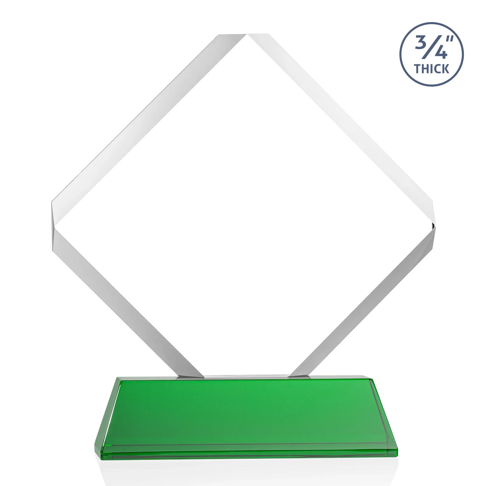 Custom engraved Clipped-Edge Optical Crystal Diamond Award on Newhaven Base for safety achievement programs