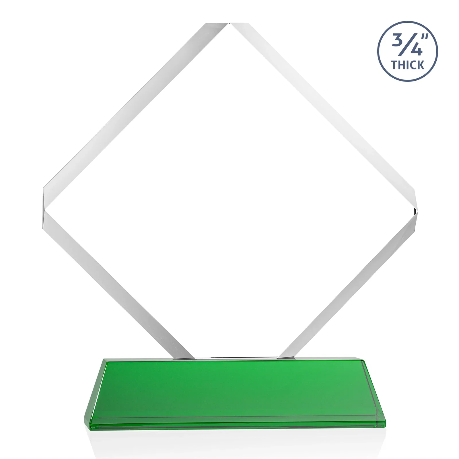 Custom engraved Clipped-Edge Optical Crystal Diamond Award on Newhaven Base for volunteer appreciation