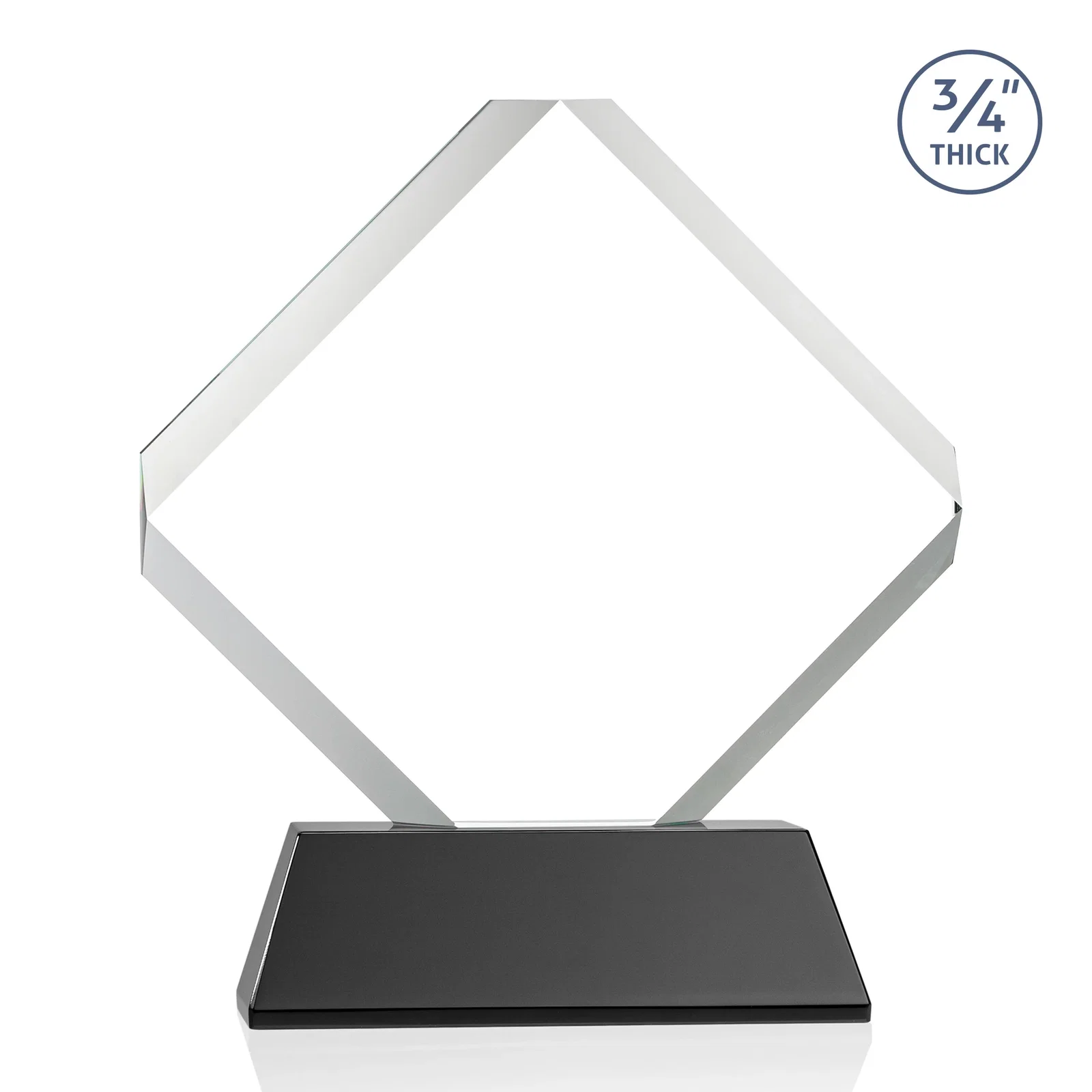 Custom engraved Clipped-Edge Optical Crystal Diamond Award on Newhaven Base for dealer and partner awards